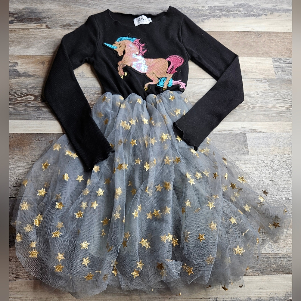 Lola + The Boys Dress Girls Size 10 Sequins Unicorn Stars Skirt